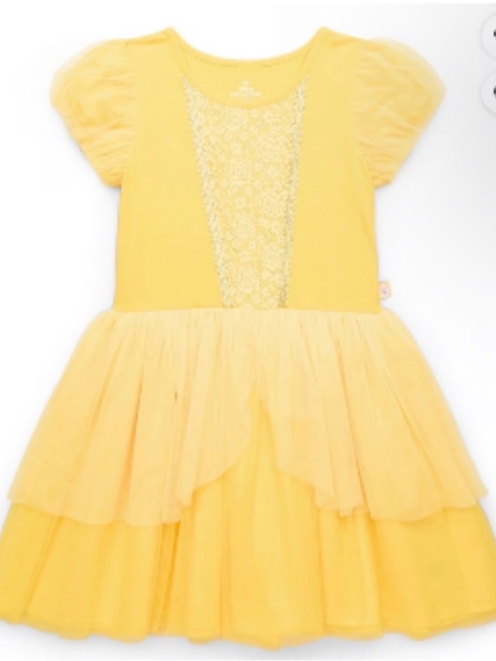 Disney Princess Toddler Girls Belle Cosplay Dress with Puff Sleeves
